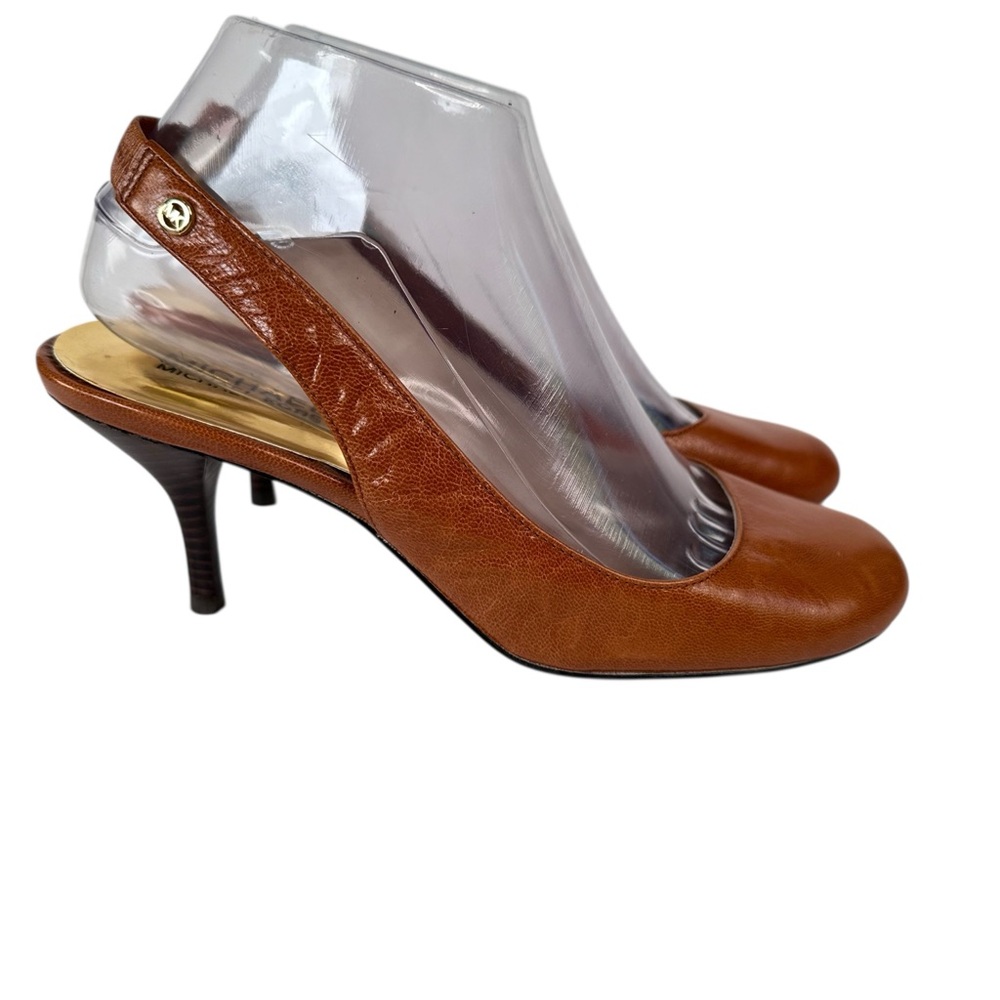 Michael Kors Slingback Sandals Womens 7.5 Brown High Heel Chiccore Summer Dressy
